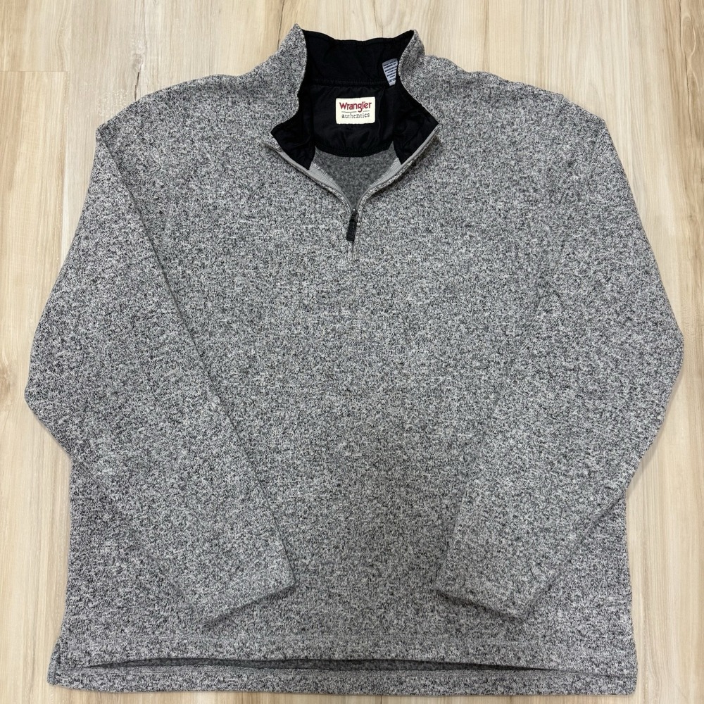 Wrangler Authentics Men's 2XL Sweater Fleece lined Quarter-Zip Gray Western